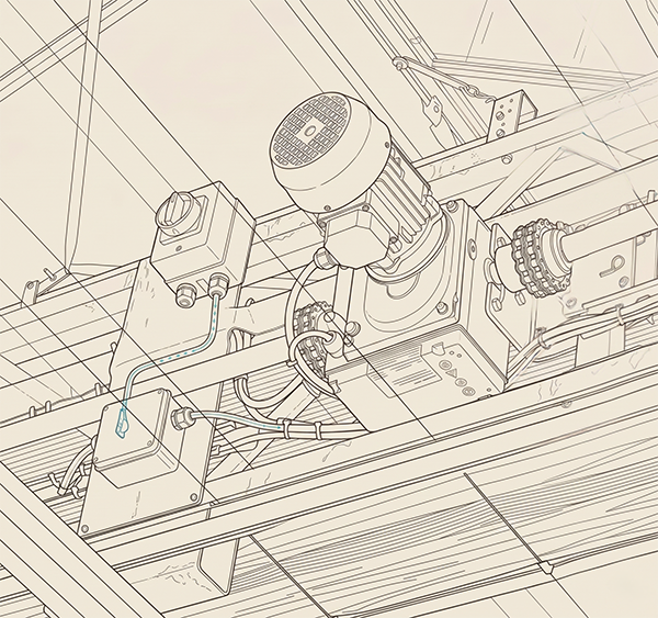 Blueprint of a heating system inside a commercial greenhouse